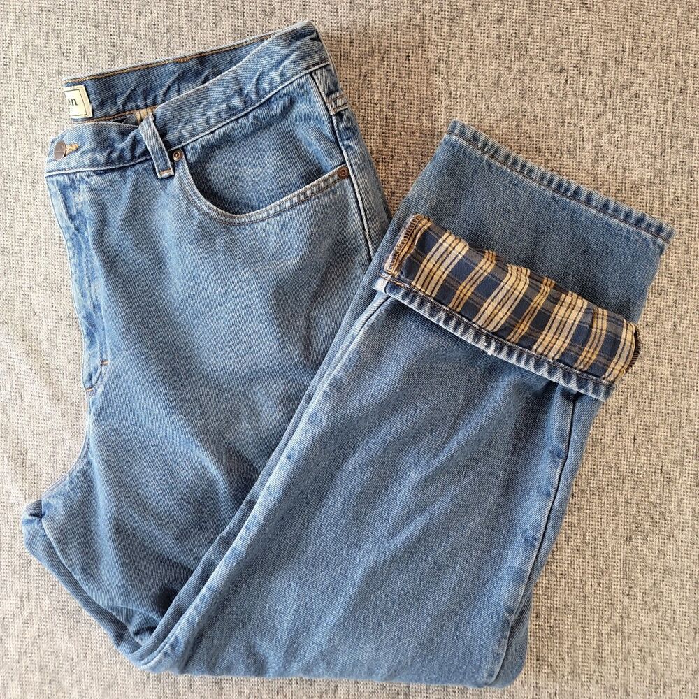 Vtg 90s LL Bean Flannel Lined Jeans Mens 40x27.5 Plaid Double L Denim Workwear